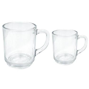Imagem de Jogo 2 Canecas De Vidro Lisa 250ml Transparente Praticasa