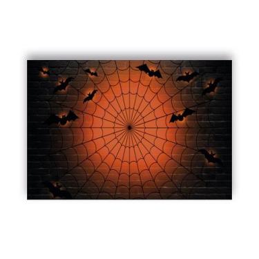 Imagem de Fundo Fotográfico 2,20 x 1,50 -  Halloween Alaranjado com Teia de Aran