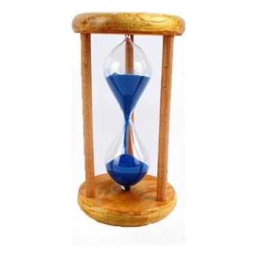 Imagem de Ampulheta Madeira E Vidro Relógio De Areia Azul 15 Seg F - GS