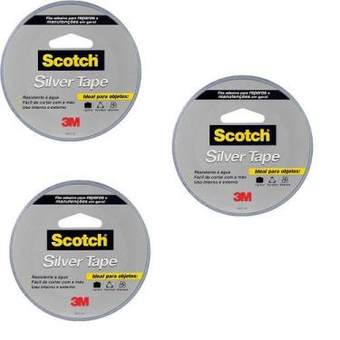 Imagem de Kit 3 Fitas Silver Tape 3M SCOTCH 45MM X 25M