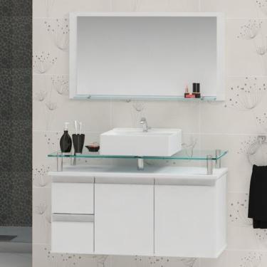 Imagem de Conjunto para Banheiro Gabinete com Cuba e Espelheira 80cm Diamante Co