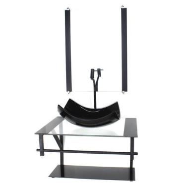 Imagem de Gabinete Vidro Banheiro 60Cm Ap Cuba Retangular Curvada - Cubas E Gabi