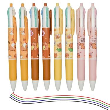 Imagem de Lopenle 12 canetas multicoloridas, caneta esferográfica capivara 4 em 1, canetas esferográficas retráteis de 4 cores para escola, casa, escritório, papelaria