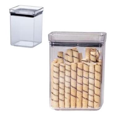 Imagem de Pote Hermético Bolacha Quadrado Alimentos Acrílico 1000ml - Paramount