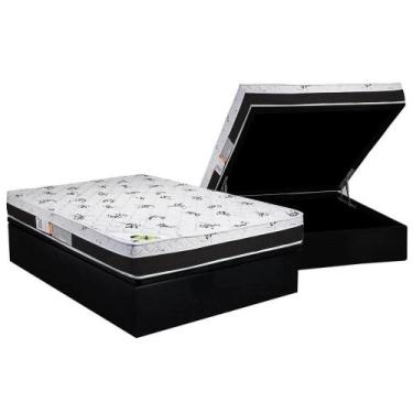Imagem de Base Bau Casal Blindado + Colchão Espuma D33 - Aspen Black - Luckspuma
