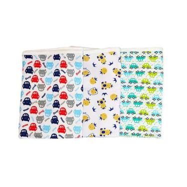 Imagem de Kit 3 Cueiro Manta Bebê Estampado Flanelado Canela Menino - Koala Baby