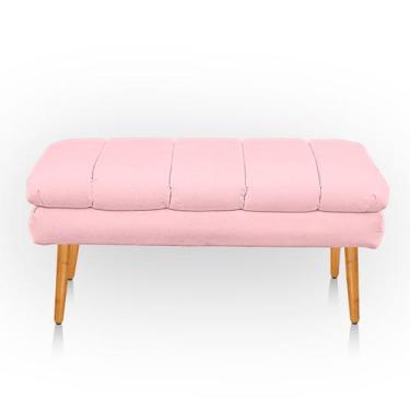Imagem de Puff Aparador Estofado Italy Decorativo Veludo - Bem Rylex, rosa bebe