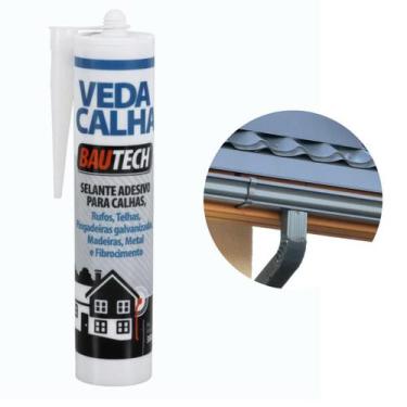 Imagem de Bautech Veda Calha Cinza Selante Silicone 310ml Rufo Telha