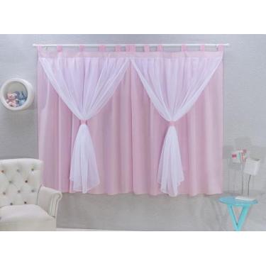 Imagem de Cortina para  Quarto Do Bebê 2,00m X 1,70m com Voal Rosa - Beatriz Bab