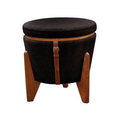 Imagem de Conjunto 2 Puffs Baú Fênix Mesa Castellar Móbile - Kit, Preto