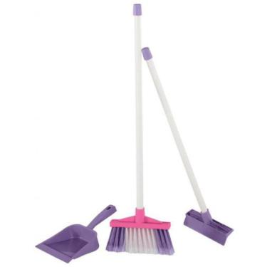 Imagem de Kit Infantil Limpeza Pá, Vassoura e Rodo Rosa - Tateti 1202