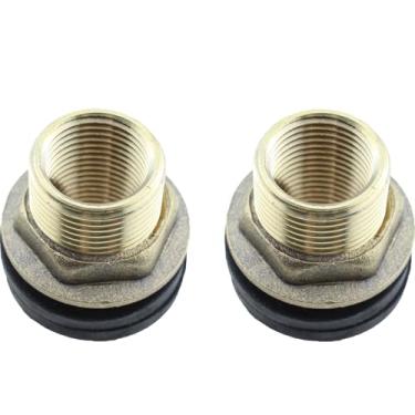 Imagem de TAODAN 2 peças 1/2 polegada fêmea 3/10.2 cm conector de tanque macho com 2 anéis de borracha, encaixe de anteparo de latão para tanque, torre de água, tubo de tambor de armazenamento caseiro
