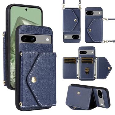 Imagem de Dibosom Capa carteira minimalista para Google Pixel 7 5G com alça de ombro, 6 compartimentos para cartões, bolsa flip fina e fina, suporte para cartão de crédito, acessórios para celular para Pixel7
