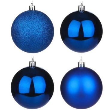 Imagem de Kit 6 Bolas Para Árvore De Natal 8cm Grande Azul Decoração - Lar Prese