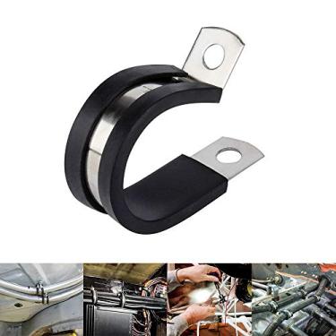 Imagem de LTI Universal Pacote com 10 braçadeiras de aço inoxidável de 1/5.1 cm, braçadeira isolada acolchoada de borracha, braçadeira de metal, fixador de suporte de tubo para instalação de tubo, tubo ou cabo