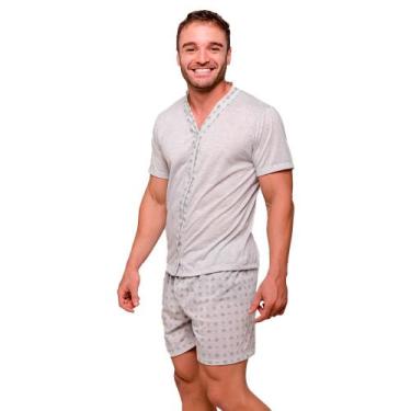 Imagem de Pijama Masculino Com Botões e Shorts Estampado Diones - Importado, Cin