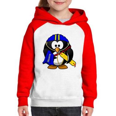 Imagem de Moletom Infantil Pinguim Salva Vidas - Foca na Moda, Branco, Vermelho,
