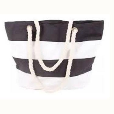 Imagem de Kit 4 Bolsa De Lona C Alca De Corda Sacola De Praia Listrado - mmmagaz