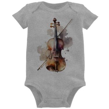 Imagem de Body Bebê Violino - Foca na Moda, Cinza, G