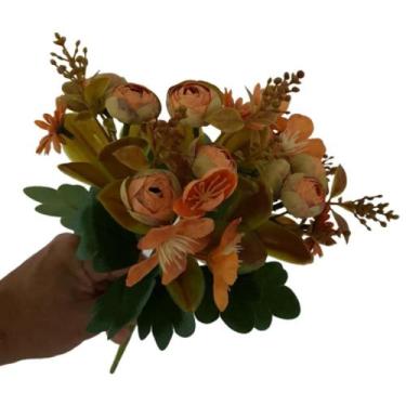 Imagem de Flor artificial buquê camélia e margarida - Carmella Presentes, 30cm