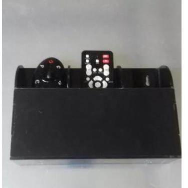 Imagem de Porta Controle Remoto Tv Ar Acrílico Preto Suporte Parede 3 nichos - A
