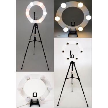 Imagem de Ring Light 06 Soquetes E27 2em1 + Tripé 1,50 + suporte p/ celular - me