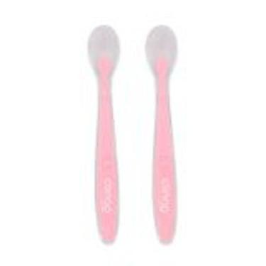 Imagem de Colher De Silicone Premium Infantil Para Alimentação Rosa - Clingo