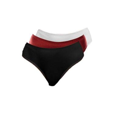 Imagem de Kit com 3 Calcinhas Alta Abrupt Demillus 56096, Vermelho, G