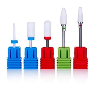 Imagem de Kit manicure salão beleza Broca Fina Lixa Unha Ceramica P/ Motor Lixad
