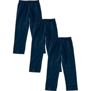 Imagem de Kit 3 Calça De Moletom Infantil Juvenil Unissex Inverno Azul Marinho M