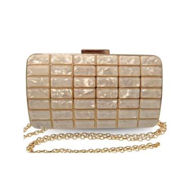 Imagem de Bolsa Cutch Festa Madrepérola Bege E Grafite - Nicbolsas, Branco navaj