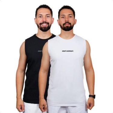 Imagem de Combo 2 Regata Camiseta Cavada Masculina Camisa Canelada Academia Trei