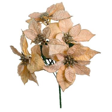 Imagem de Buquê Bico de Papagaio Veludo Champanhe Borda Glitter Luxo 5 Flores 36cm - Magizi
