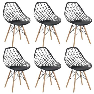 Imagem de Conjunto 6 Cadeiras Clarice Cloe Kaila Madeira Movescan Preta