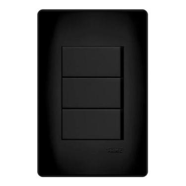 Imagem de 3 Interruptores Simples Preto 16A/250v Com Placa Suporte - FAME