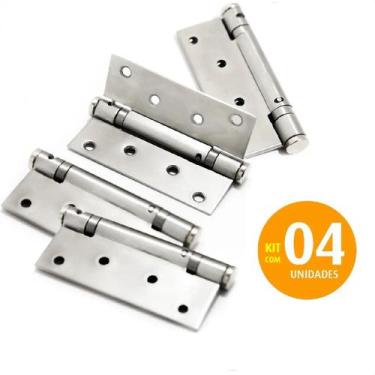 Imagem de Dobradiça Com Mola 4x3 Inox 304 Polido Kit 04 Pçs - Roddex