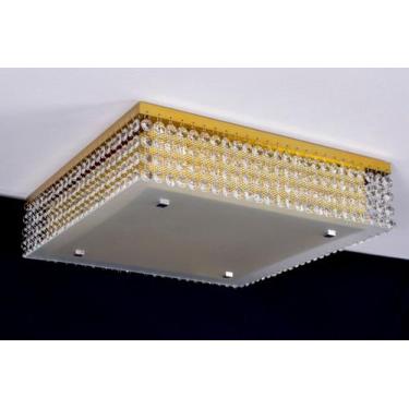 Imagem de Lustre Plafon Cristal Egípcio 30cm Quadrado Dourado 400/30 - IluminaMu