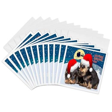 Imagem de 3dRose Santas Sleigh - rottweiler, rottweilers, rottie, rotties, dono de rottie, filhote rottweiler - Cartões comemorativos, 15 x 15 cm, conjunto de 12 (gc_47069_2)
