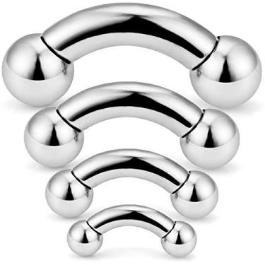 Imagem de Hoeudjo Anel PA Halteres Curvas Roscadas Internas CR Barra Dobrada Aço Cirúrgico 316L Joias Corporais Perfuradas para Mulheres Homens 2G 4G 6G 8G 4 Peças 1#, Metal, Na