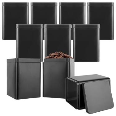 Imagem de AKOLAFE 10 pacotes de latas vazias com tampas, recipiente hermético de café para grãos de café moídos, conjunto de vasilha de chá quadrada, pequena lata de metal para açúcar, doces, especiar