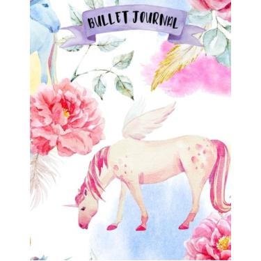 Imagem de Bullet Journal: A4 - Licorne - 160 pages - couverture souple "glossy" - Pointillés - Dot point, bullet journal, dot grid, planner, planning, organizer, journal, Licornes, Bujo