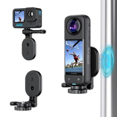 Imagem de JJC Suporte magnético para Insta360 X5 X4 X3, DJI Osmo Pocket 3 Action 5 Pro/4/3 Osmo 360, Gopro Hero 13 12, Insta 360 ACE, suporte de base magnética forte com parafuso de 1/4, acessórios para câmera