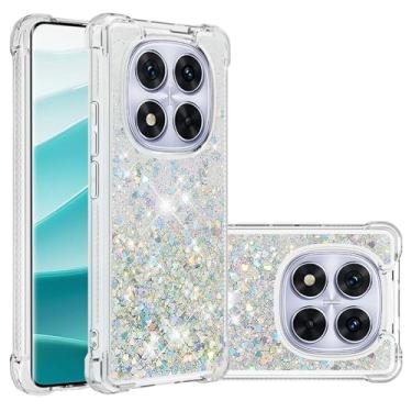 Imagem de GYHOYA Capa para Xiaomi Redmi Note 14 Pro 5G, Redmi Note 14 Pro, capa com glitter, fofo, líquido, transparente, fluindo, areia movediça, TPU macio, protetora, meninas, mulheres, capa de telefone para