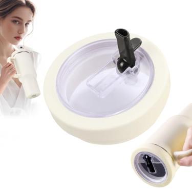 Imagem de Tampa de canudo de substituição à prova de vazamento para Stanley Quencher 1,134 g, tampa de copo de silicone sem derramamento reutilizável (branca)