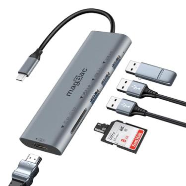 Imagem de Estação de ancoragem MagBac para laptop com 6 portas USB C HUB com 3 USB-A 3.0 (até 5 Gbps), porta HDMI 4K, compartimento para cartão SD/TF para MacBook Pro/Air, Dell, HP, Lenovo com portas tipo C ou