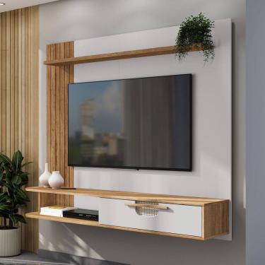 Imagem de Painel para TV Até 65 Polegadas Jeri 1 Porta Cinamomo/Off White - Móveis Bechara