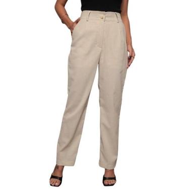 Imagem de Calça Social Feminina Alfaiataria Linho Cintura Alta e Bolso - Lunii, 