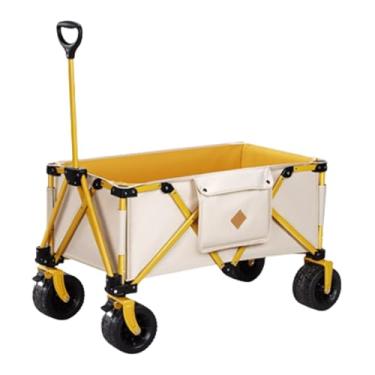 Imagem de carroça Carrinho de vagão com rodas carrinho de vagão dobrável com dossel jardim carrinho de mão portátil com bolso para transportar cargas pesadas dobrável