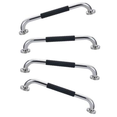 Imagem de Barra de Apoio 30cm Inox Superficie Antiderrapante Kit 4 unidades Gestante Idoso Cadeirante Criança Banheiro Box Acessibilidade
