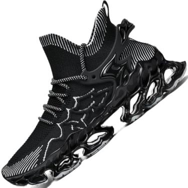 Imagem de Tênis masculino Blade Tênis masculino para corrida em trilha tênis esportivo masculino preto amarelo vermelho tamanho basquete corredor jogging, Preto, 37